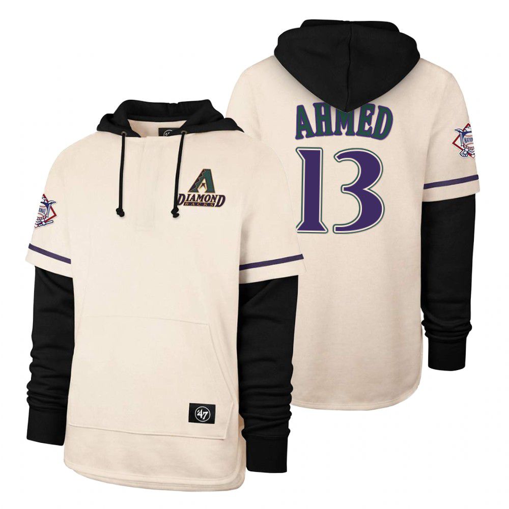 Men Arizona Diamondback #13 Ahmed Cream 2021 Pullover Hoodie MLB Jersey->arizona diamondback->MLB Jersey